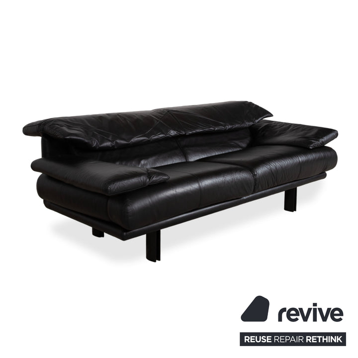 B&B Italia Alanda Leder Dreisitzer Schwarz Sofa Couch
