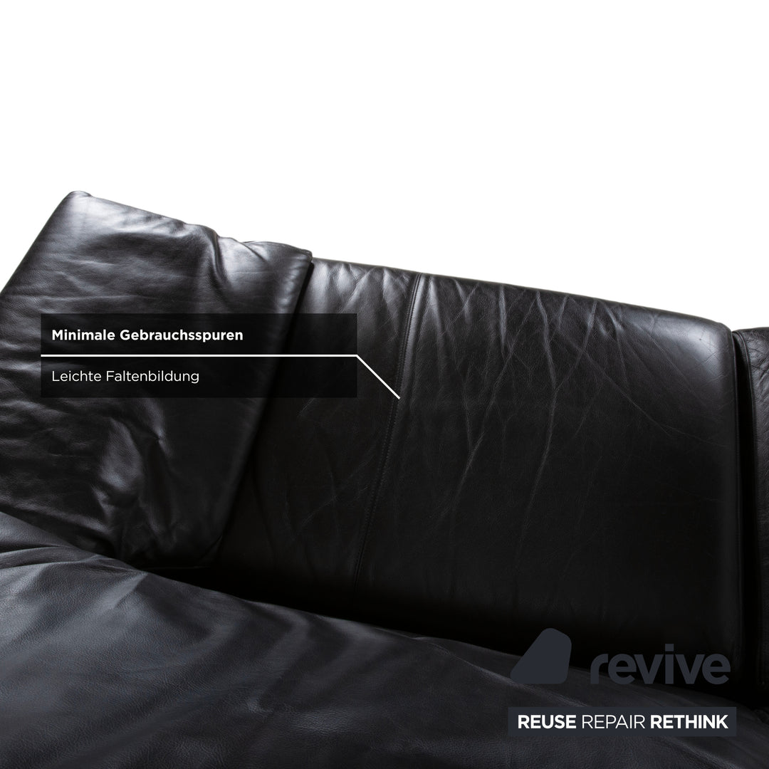 B&B Italia Alanda Leder Dreisitzer Schwarz Sofa Couch