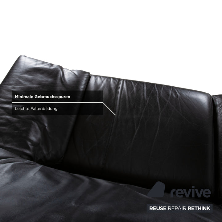 B&B Italia Alanda Leder Dreisitzer Schwarz Sofa Couch