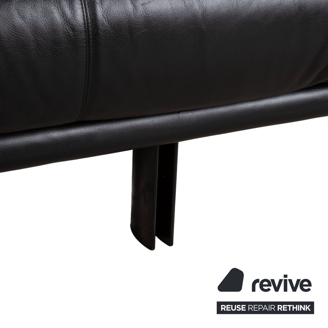 B&B Italia Alanda Leder Dreisitzer Schwarz Sofa Couch