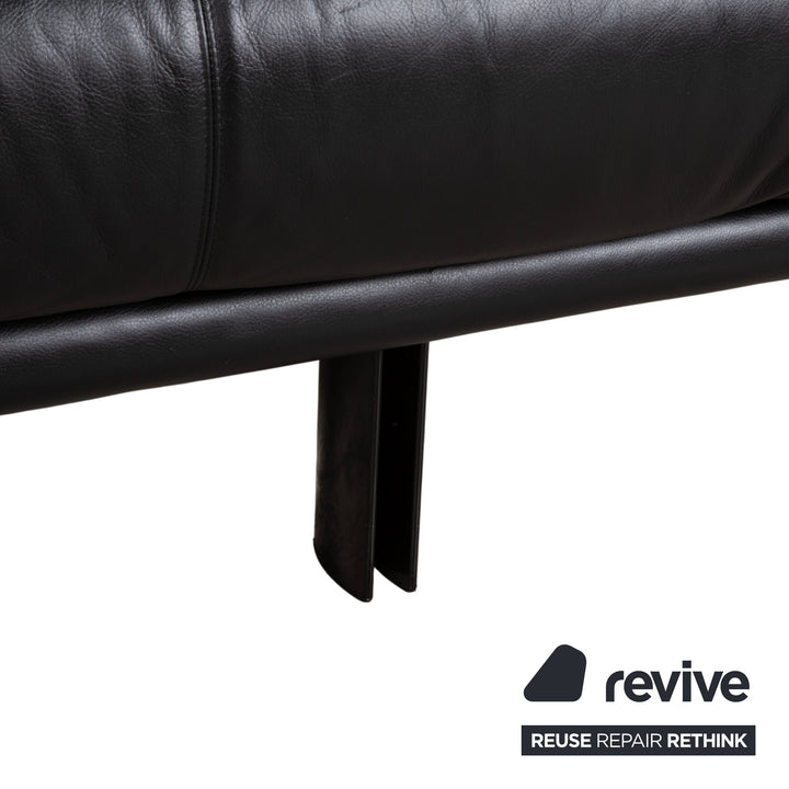B&B Italia Alanda Leder Dreisitzer Schwarz Sofa Couch