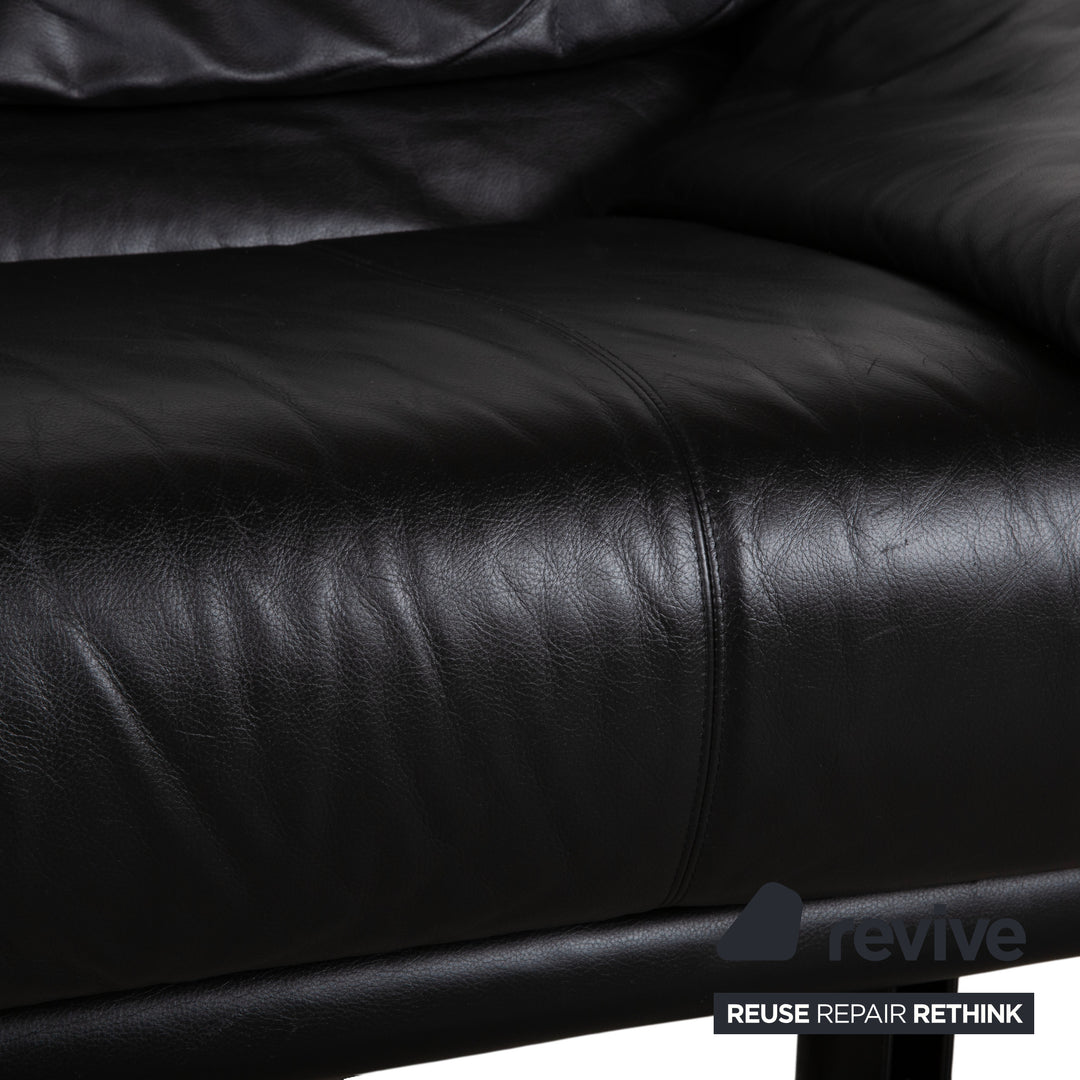 B&B Italia Alanda Leder Dreisitzer Schwarz Sofa Couch