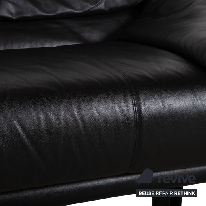 B&B Italia Alanda Leder Dreisitzer Schwarz Sofa Couch