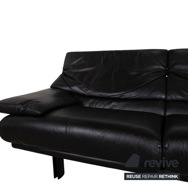 B&B Italia Alanda Leder Dreisitzer Schwarz Sofa Couch