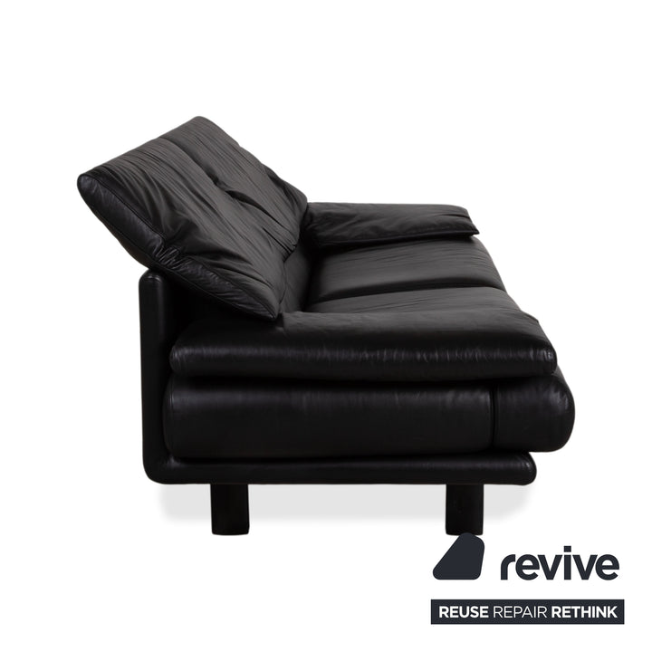 B&B Italia Alanda Leder Dreisitzer Schwarz Sofa Couch