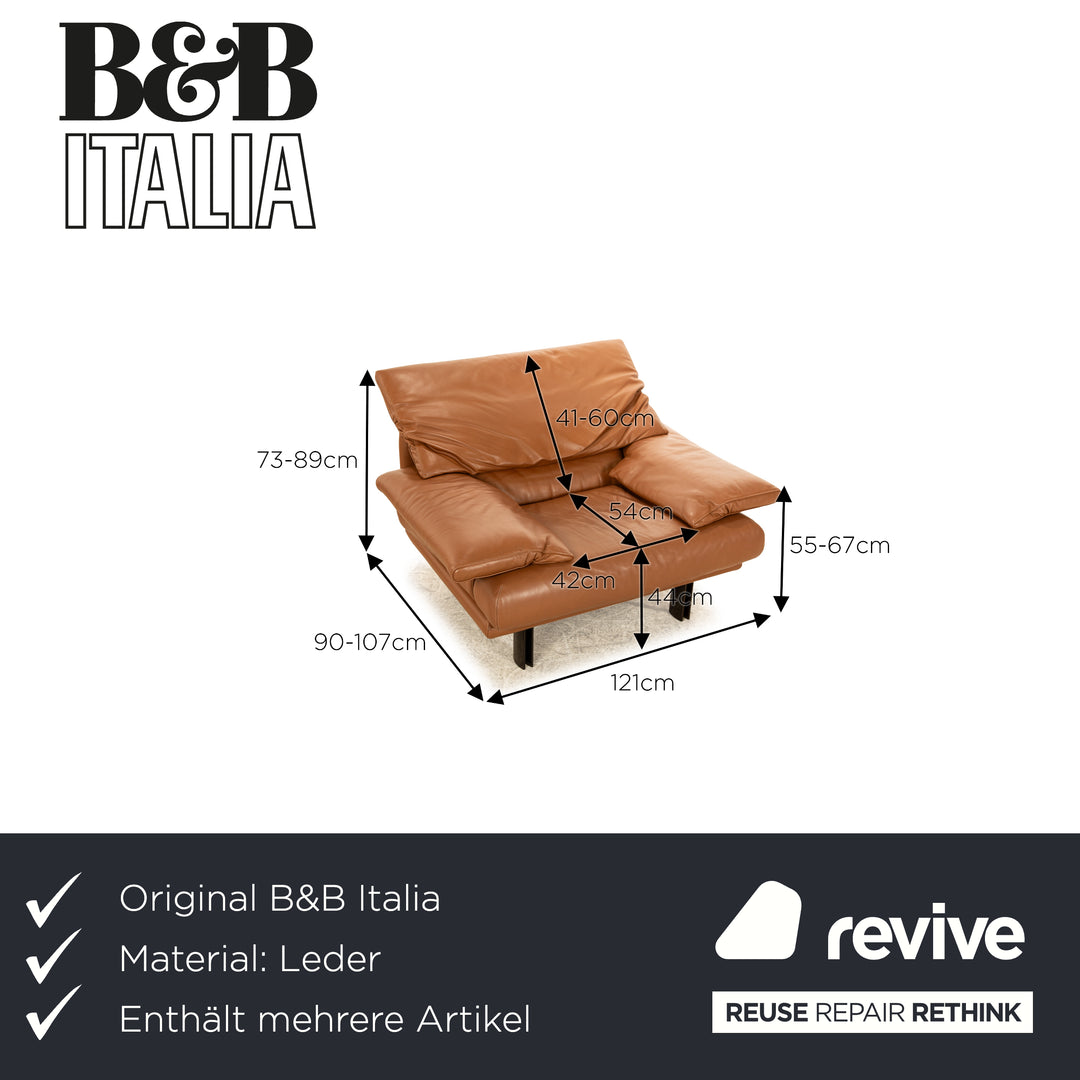 B&amp;B Italia Alanda ensemble de fauteuils en cuir marron fonction manuelle 2x fauteuils 2x tabourets