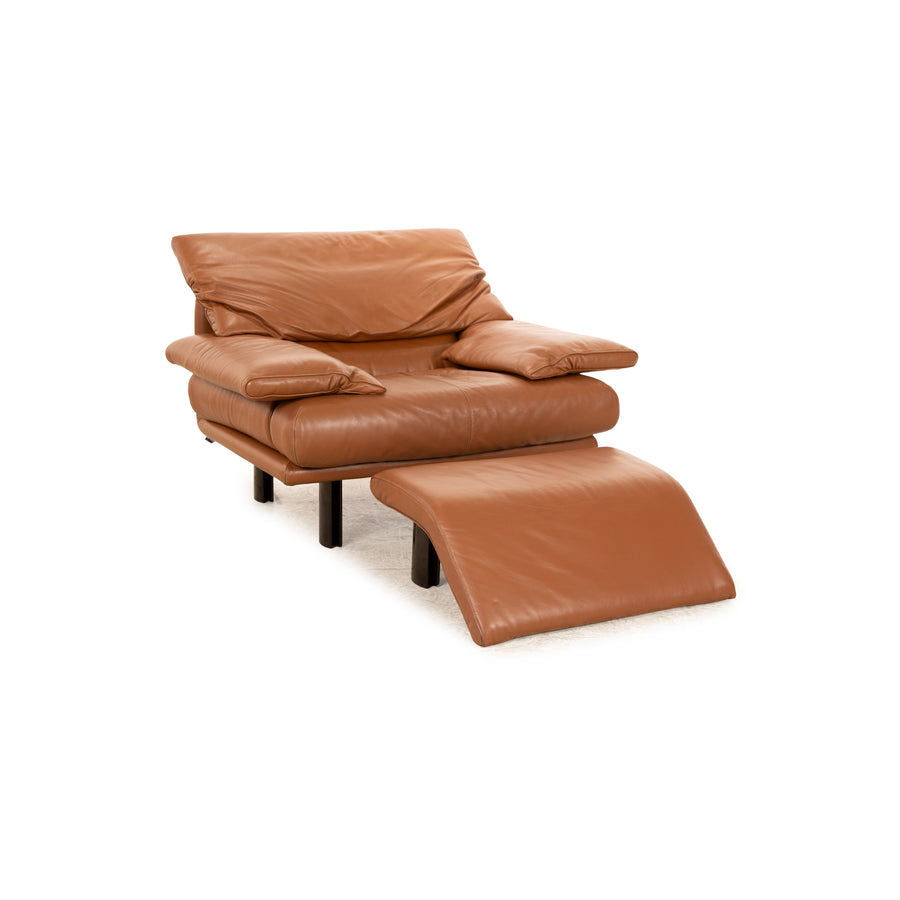 B&amp;B Italia Alanda ensemble de fauteuils en cuir marron fonction manuelle fauteuil tabouret