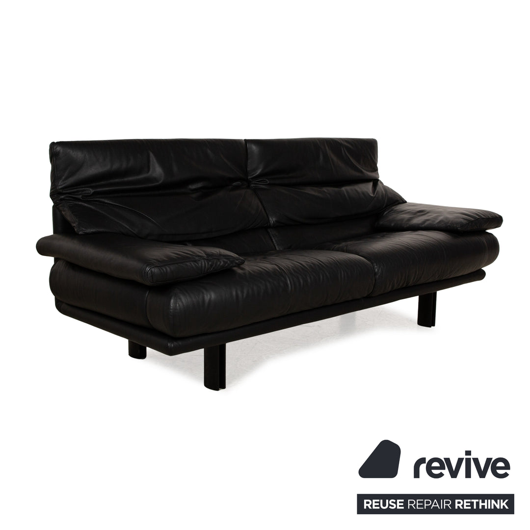 B&amp;B Italia Alanda Leather Two Seater Black Sofa Couch