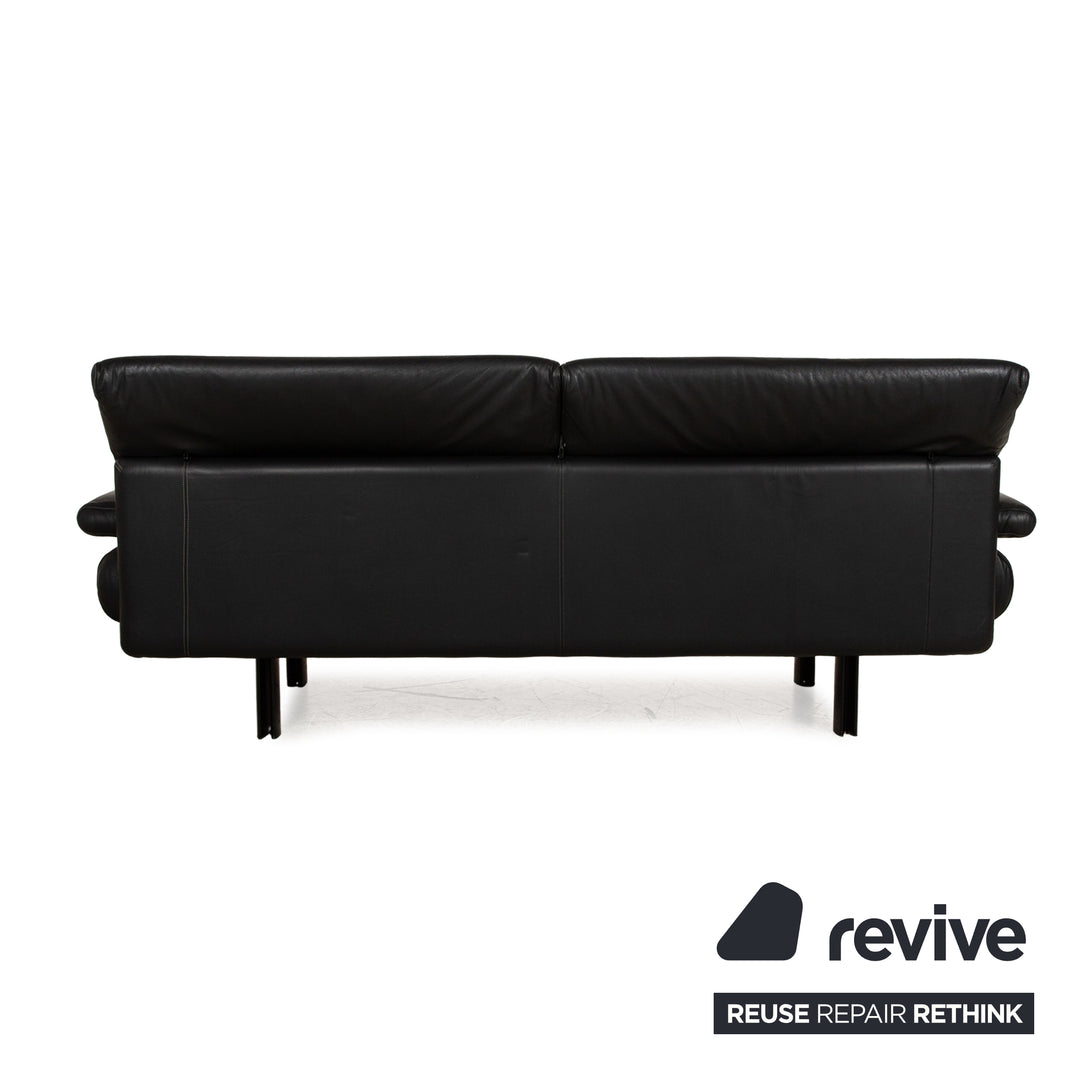 B&amp;B Italia Alanda Leather Two Seater Black Sofa Couch