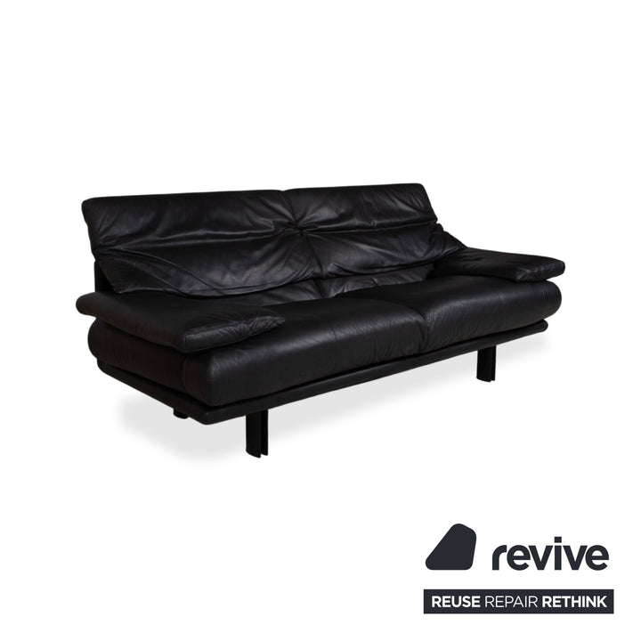 B&B Italia Alanda Leder Zweisitzer Schwarz Sofa Couch manuelle Funktion