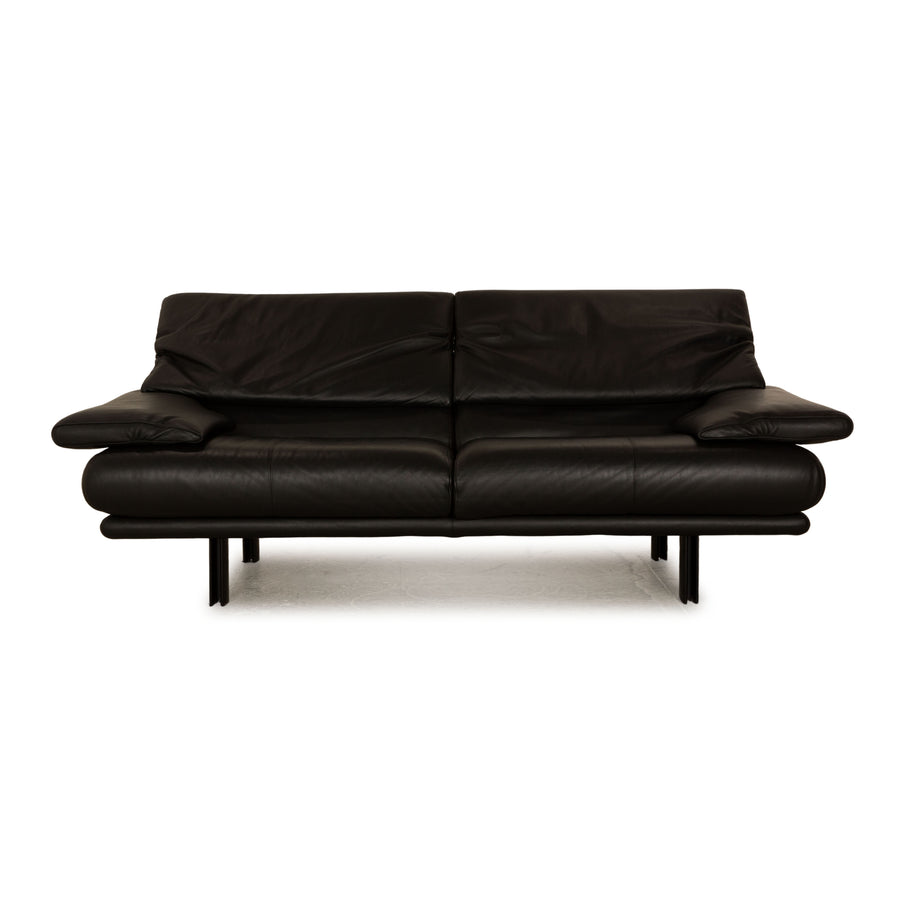 B&amp;B Italia Alanda Leather Two Seater Black Sofa Couch