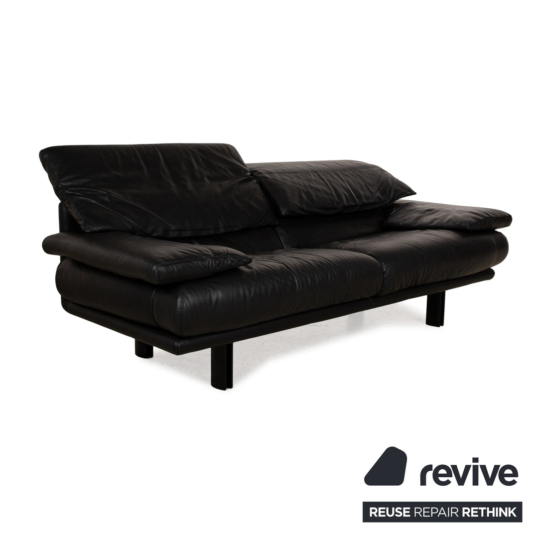 B&amp;B Italia Alanda Leather Two Seater Black Sofa Couch