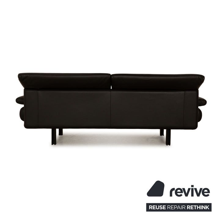 B&amp;B Italia Alanda Leather Two Seater Black Sofa Couch