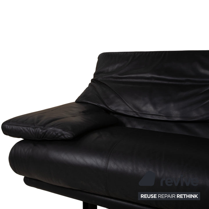 B&B Italia Alanda Leder Zweisitzer Schwarz Sofa Couch manuelle Funktion