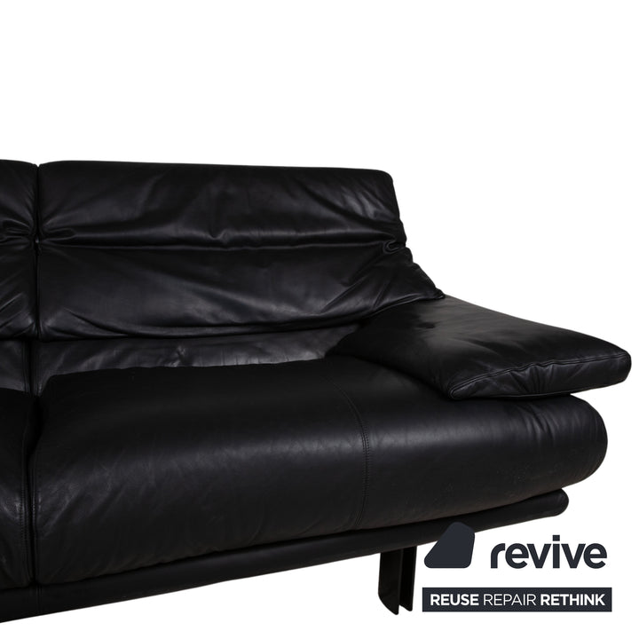 B&B Italia Alanda Leder Zweisitzer Schwarz Sofa Couch manuelle Funktion
