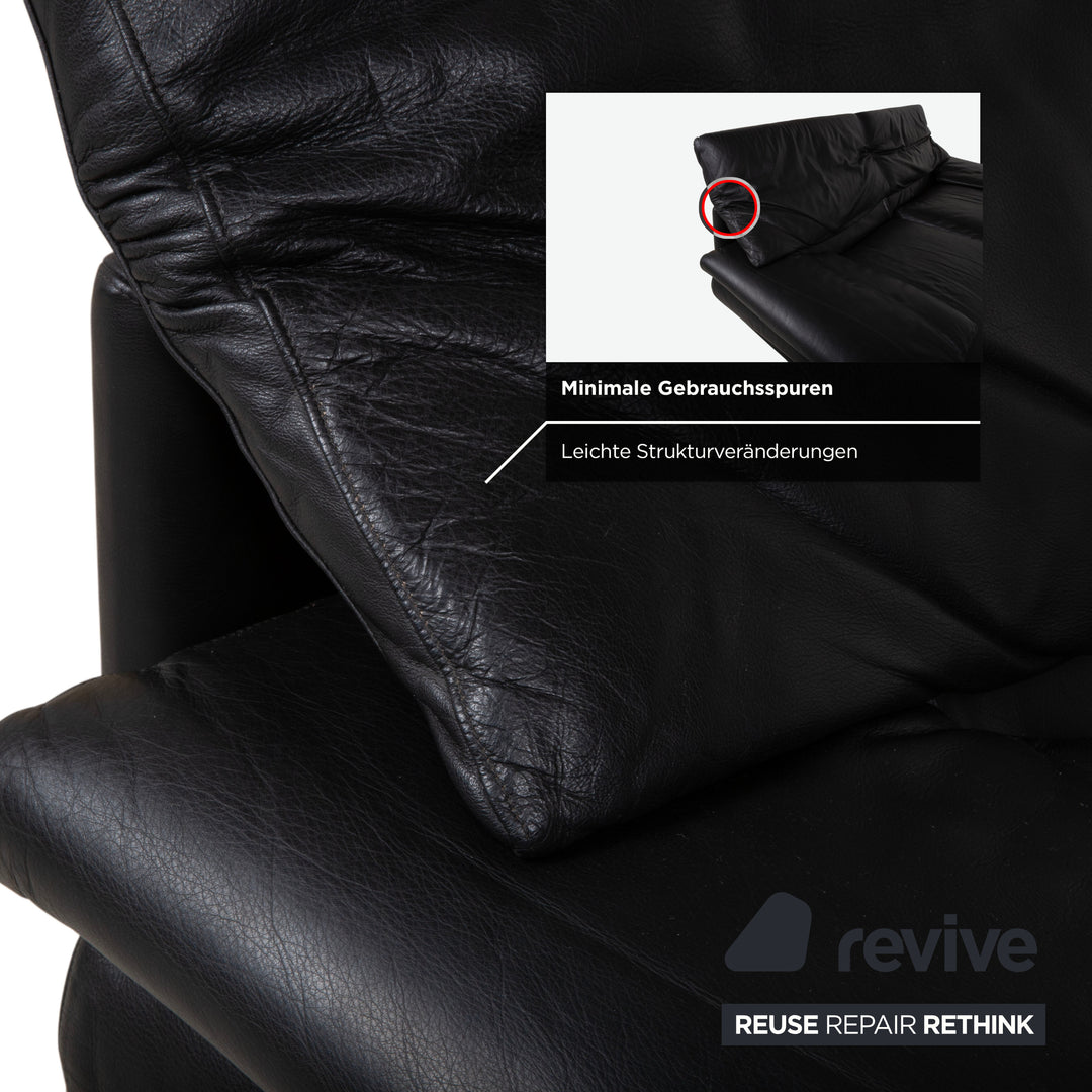 B&B Italia Alanda Leder Zweisitzer Schwarz Sofa Couch manuelle Funktion