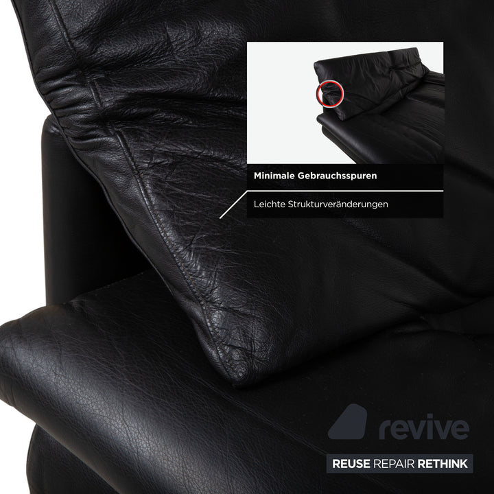 B&B Italia Alanda Leder Zweisitzer Schwarz Sofa Couch manuelle Funktion