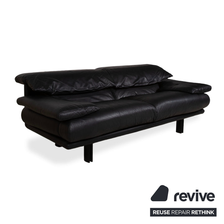 B&B Italia Alanda Leder Zweisitzer Schwarz Sofa Couch manuelle Funktion