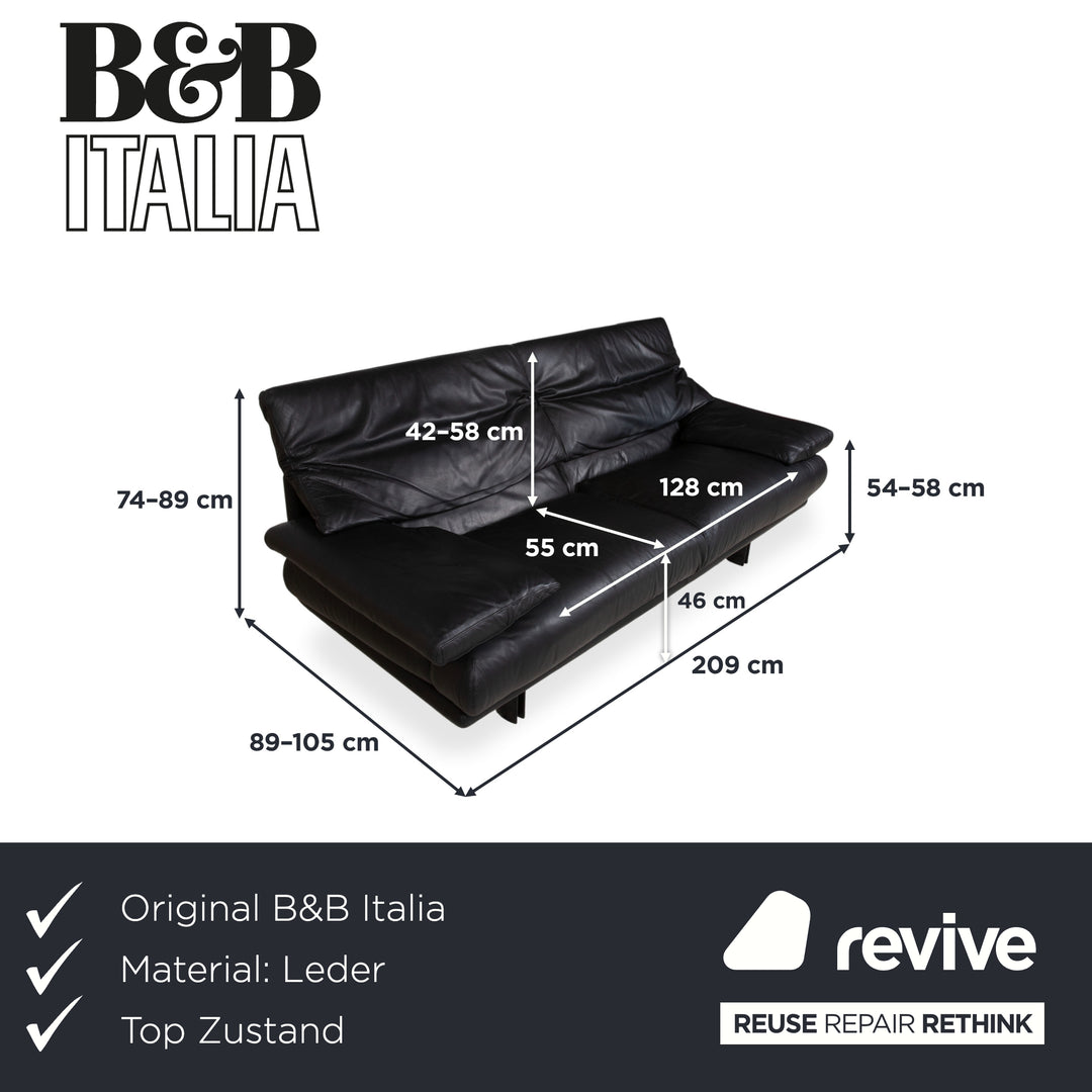 B&B Italia Alanda Leder Zweisitzer Schwarz Sofa Couch manuelle Funktion