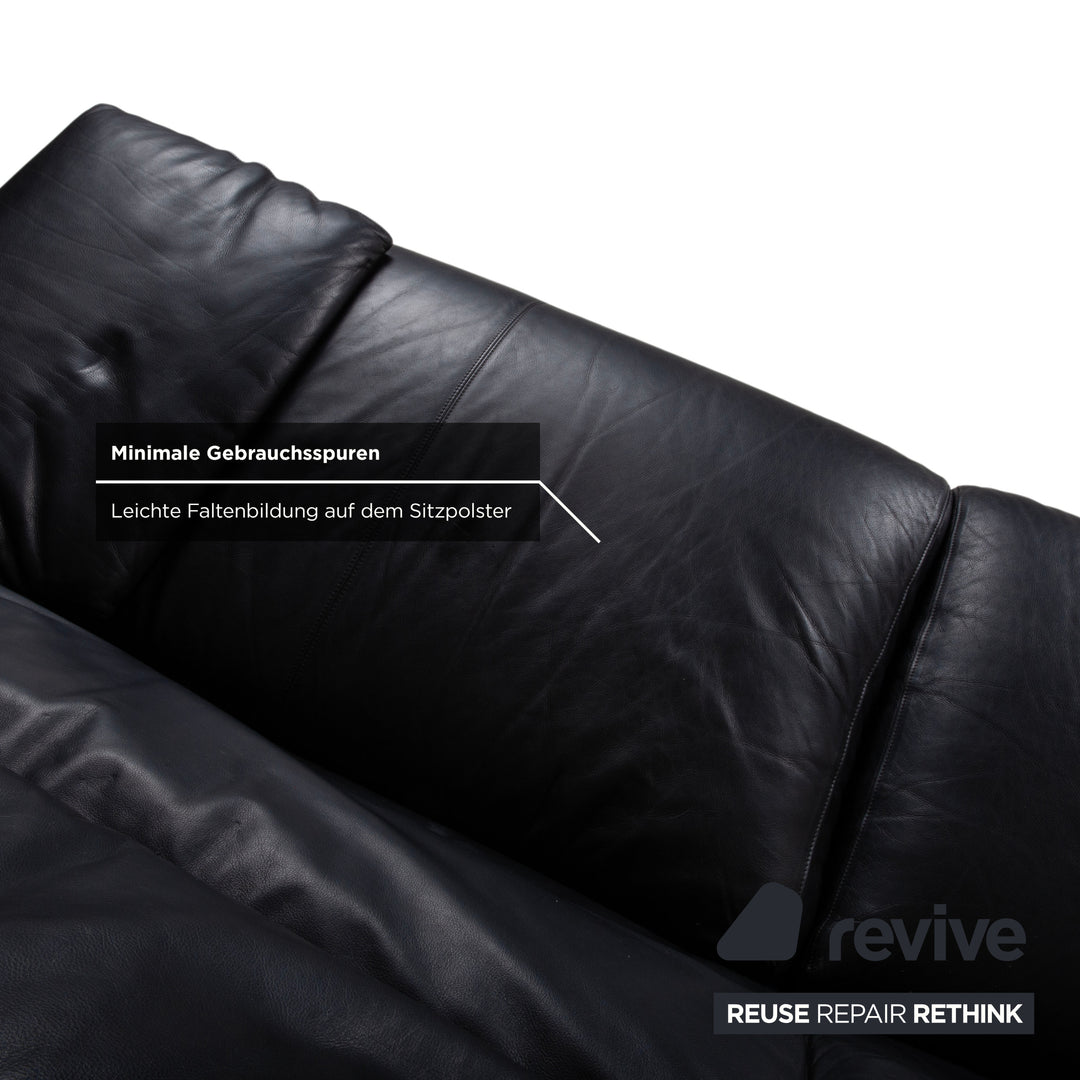 B&B Italia Alanda Leder Zweisitzer Schwarz Sofa Couch manuelle Funktion