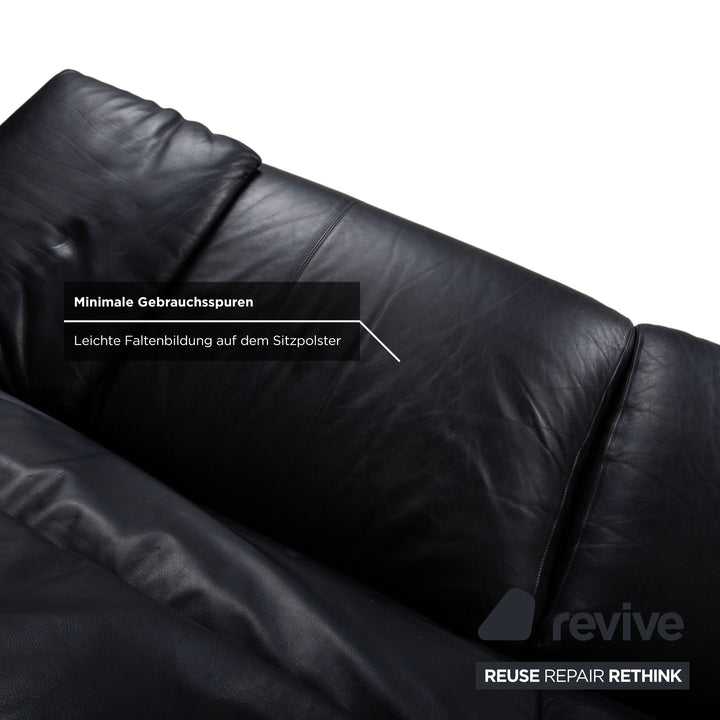 B&B Italia Alanda Leder Zweisitzer Schwarz Sofa Couch manuelle Funktion