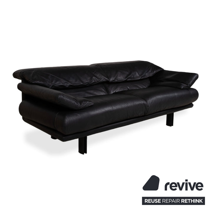 B&B Italia Alanda Leder Zweisitzer Schwarz Sofa Couch manuelle Funktion