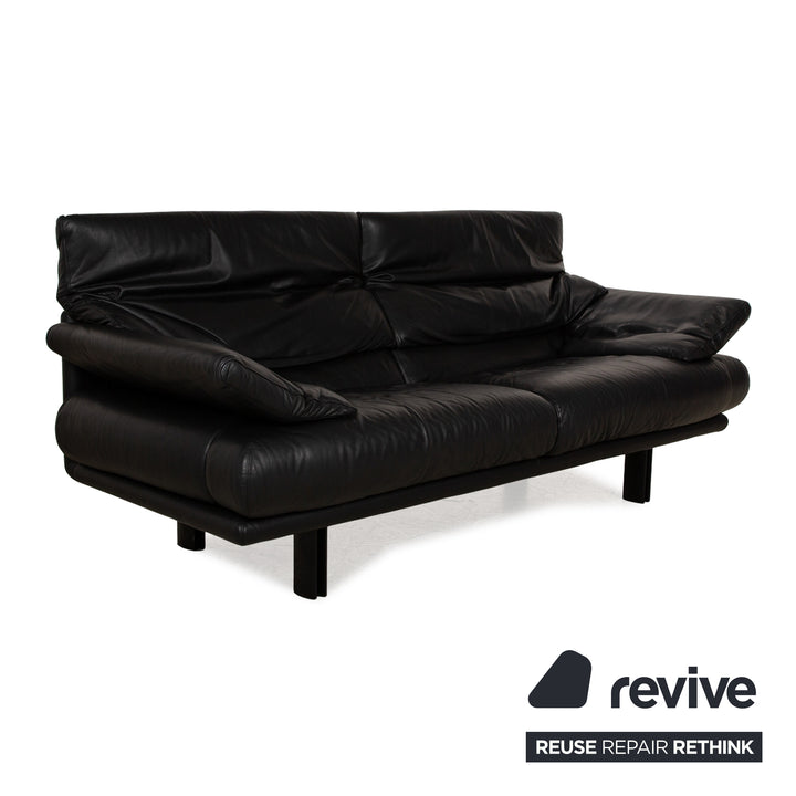 B&amp;B Italia Alanda Leather Two Seater Black Sofa Couch