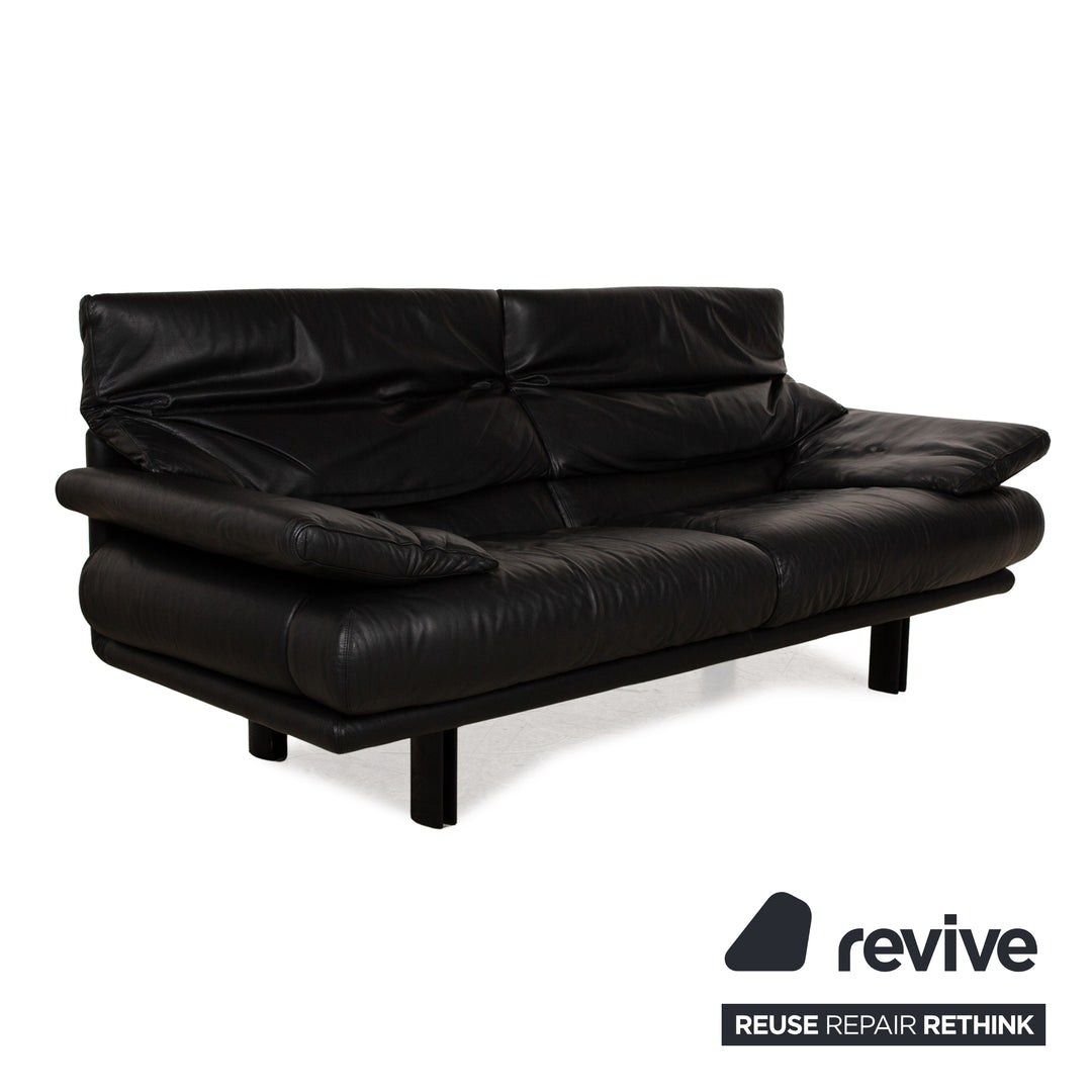 B&amp;B Italia Alanda Leather Two Seater Black Sofa Couch