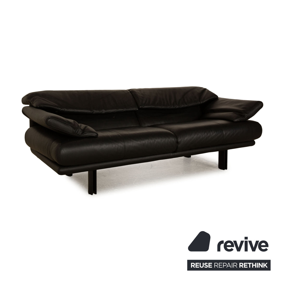 B&amp;B Italia Alanda Leather Two Seater Black Sofa Couch