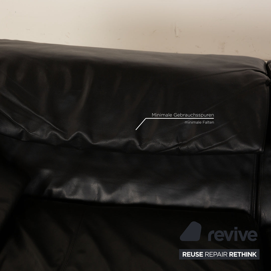 B&B Italia Alanda Leder Dreisitzer Schwarz Sofa Couch manuelle Funktion