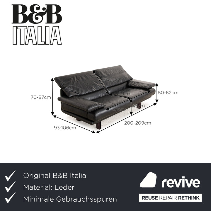 B&amp;B Italia Alanda Canapé deux places en cuir noir avec fonction manuelle