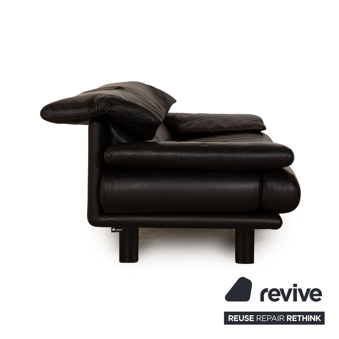 B&B Italia Alanda Leder Dreisitzer Schwarz Sofa Couch manuelle Funktion