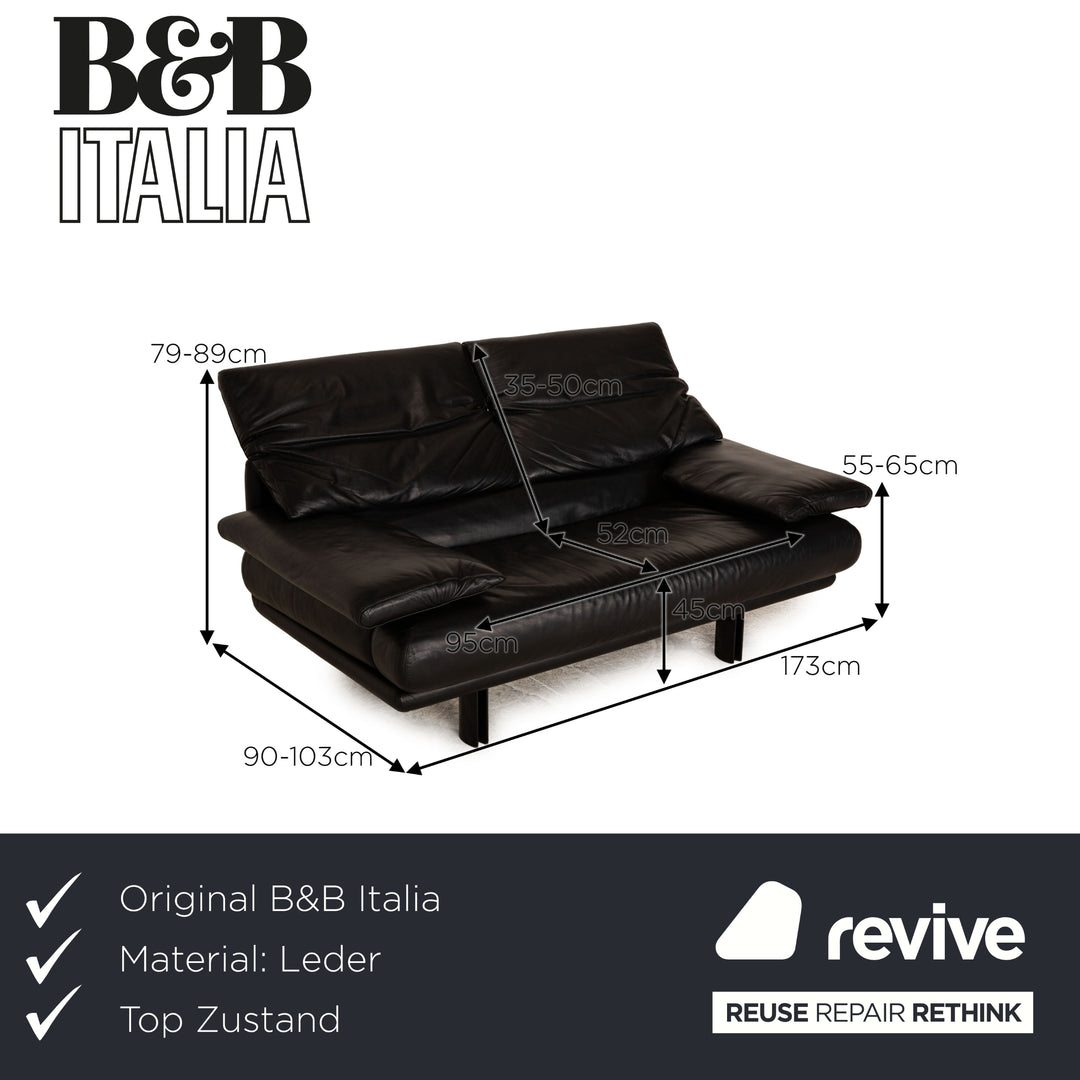 B&B Italia Alanda Leder Zweisitzer Schwarz Sofa Couch manuelle Funktion