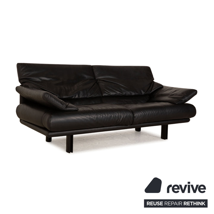 B&B Italia Alanda Leder Dreisitzer Schwarz Sofa Couch manuelle Funktion