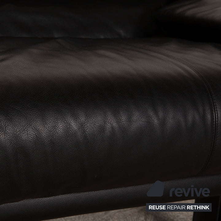 B&B Italia Alanda Leder Dreisitzer Schwarz Sofa Couch manuelle Funktion