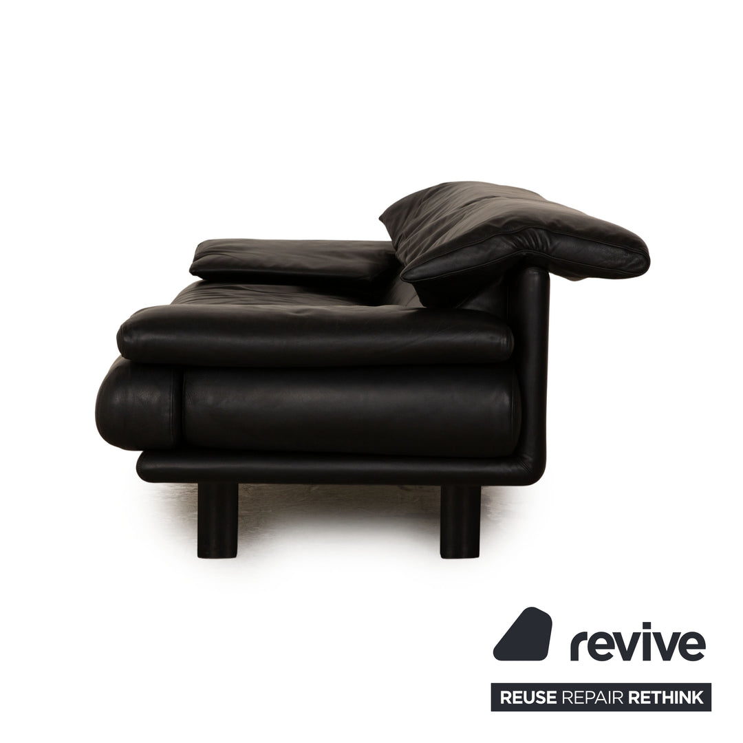 B&B Italia Alanda Leder Dreisitzer Schwarz Sofa Couch manuelle Funktion