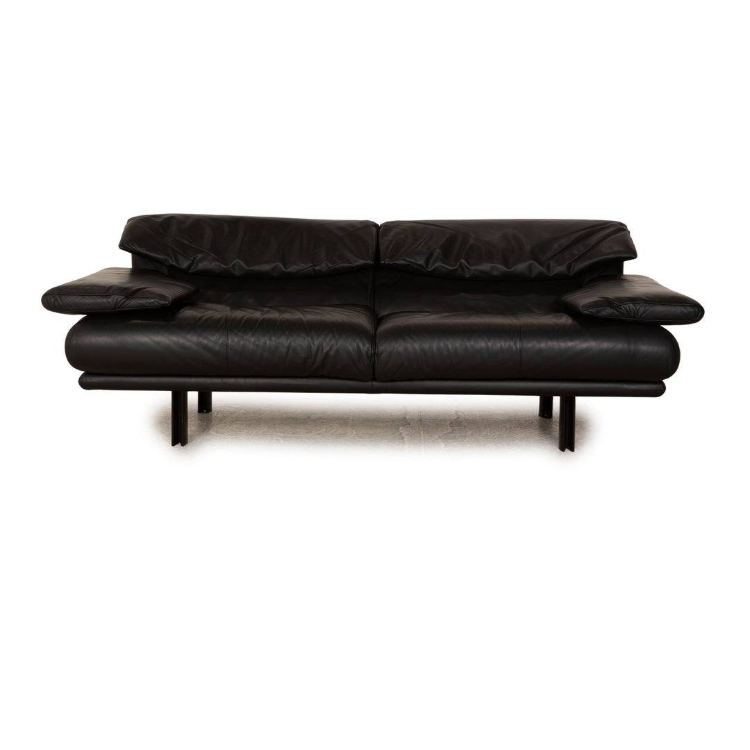 B&B Italia Alanda Leder Dreisitzer Schwarz Sofa Couch manuelle Funktion