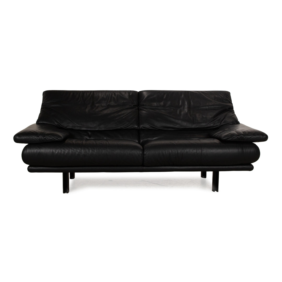 B&amp;B Italia Alanda Leather Two Seater Black Sofa Couch