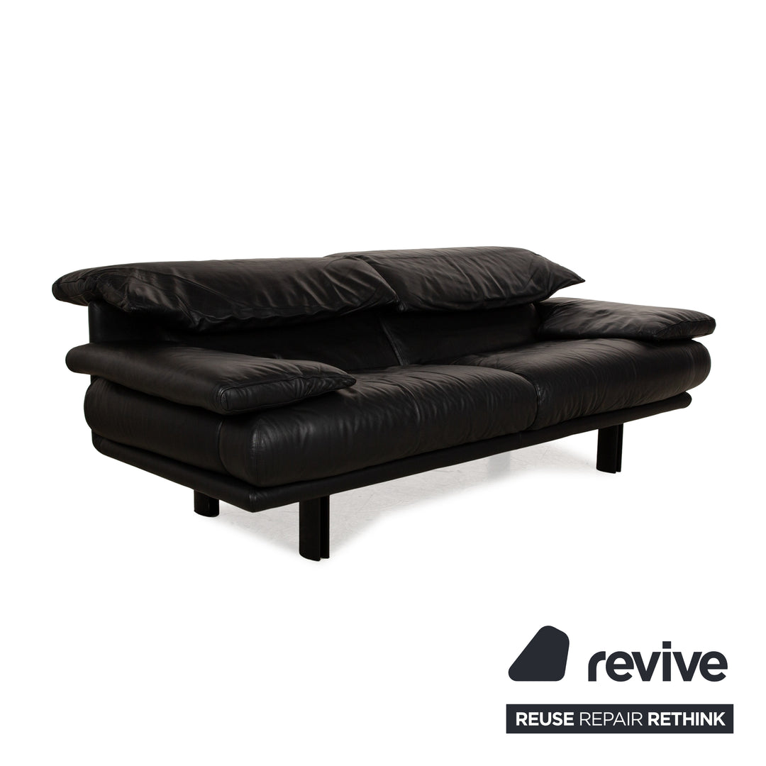 B&amp;B Italia Alanda Leather Two Seater Black Sofa Couch