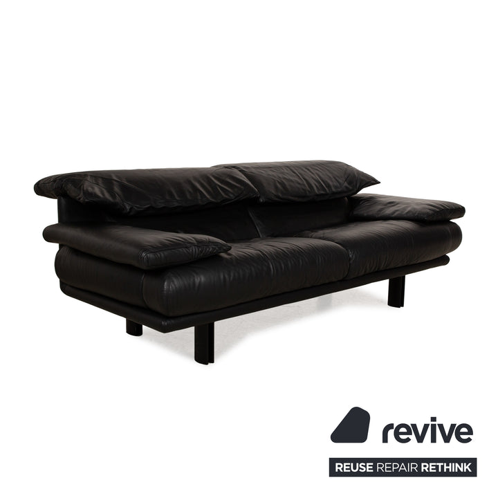 B&amp;B Italia Alanda Leather Two Seater Black Sofa Couch