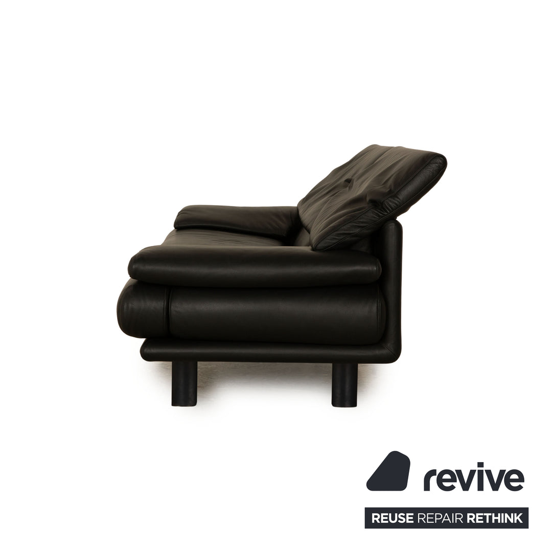 B&amp;B Italia Alanda Leather Two Seater Black Sofa Couch