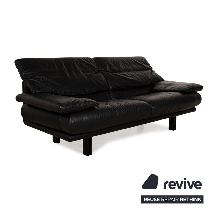 B&amp;B Italia Alanda Leather Two Seater Black Sofa Couch