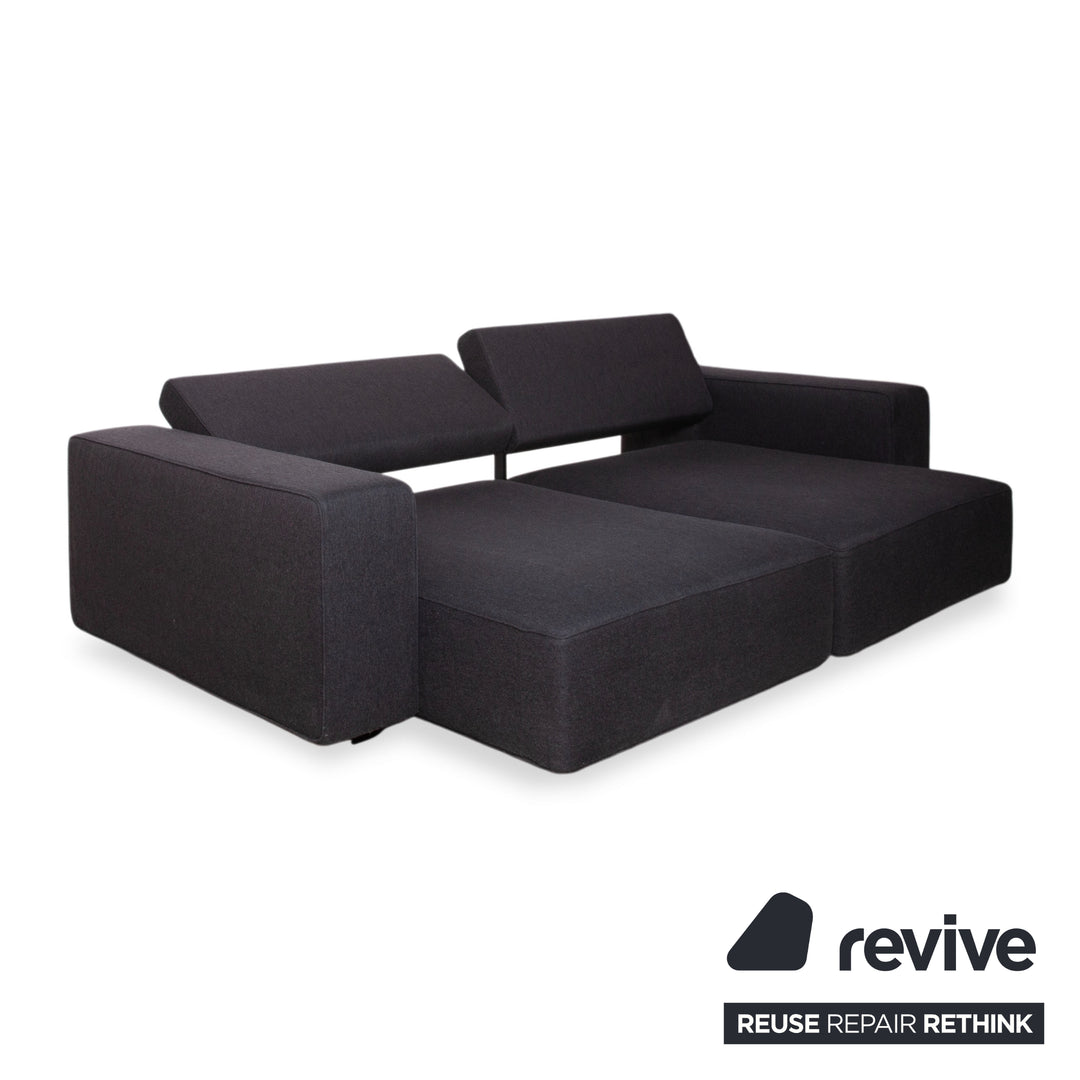 B&B Italia Andy Fabric Three-Seater Grey Anthracite Sofa Couch Manual Function