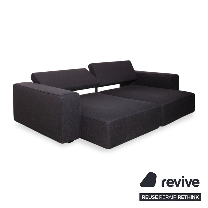 B&B Italia Andy Fabric Three-Seater Grey Anthracite Sofa Couch Manual Function