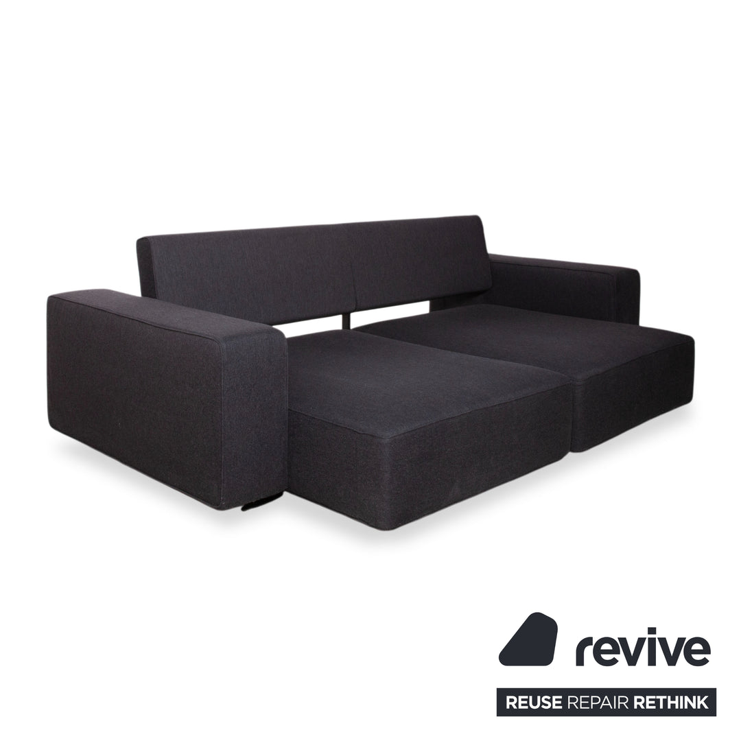B&B Italia Andy Fabric Three-Seater Grey Anthracite Sofa Couch Manual Function