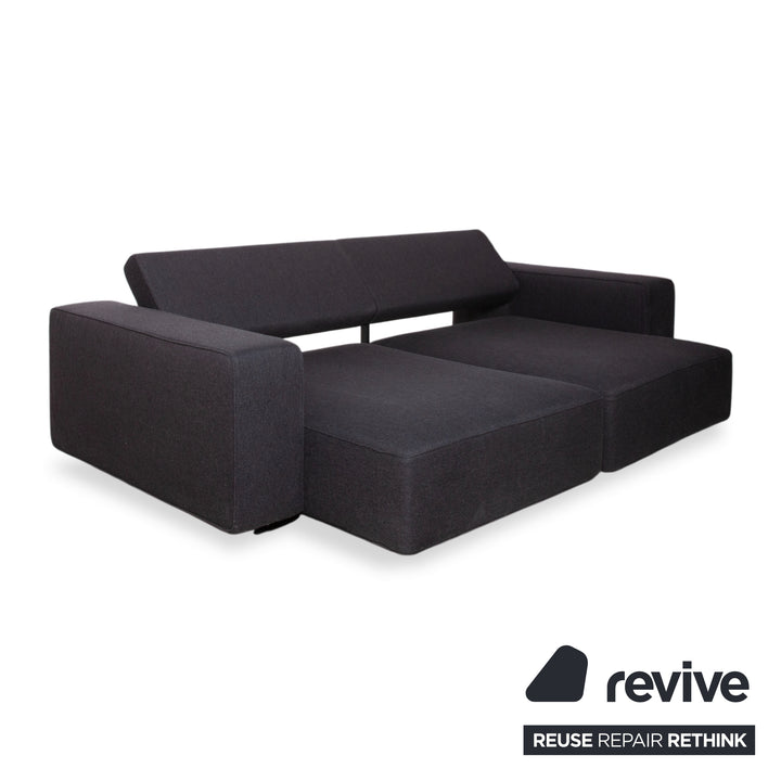 B&B Italia Andy Fabric Three-Seater Grey Anthracite Sofa Couch Manual Function
