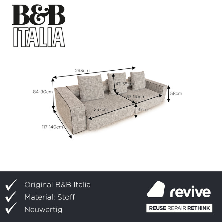 B&amp;B Italia Andy fabric four seater grey sofa couch manual function new cover