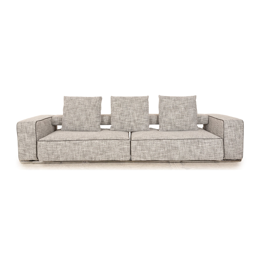 B&B Italia Andy Stoff Viersitzer Grau Sofa Couch manuelle Funktion Neubezug