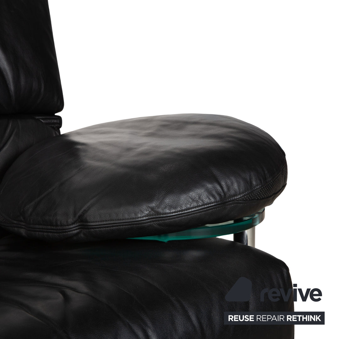 Canapé trois places B&amp;B Italia Arca en cuir noir à réglage manuel