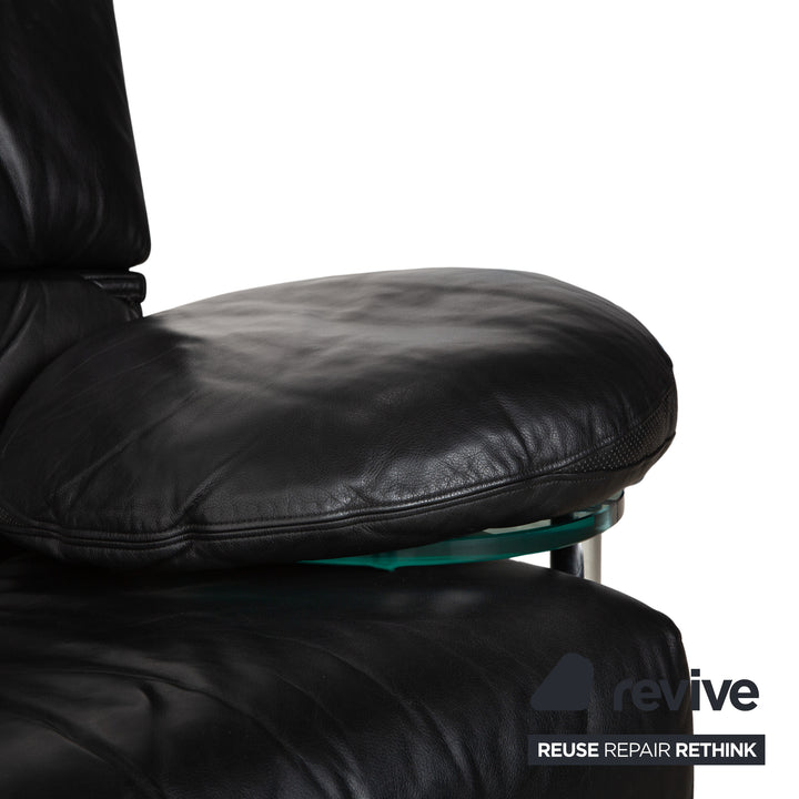 Canapé trois places B&amp;B Italia Arca en cuir noir à réglage manuel